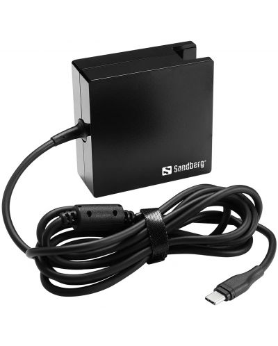 Зарядно устройство Sandberg - USB-C PD AC, EU/UK, 90W, черно - 1