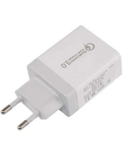 Зарядно устройство Makki - QC48W4 FC, USB-A, 30W, бяло - 6