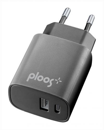Зарядно устройство Ploos - Dual, PD, USB-A/C, 20W, черно - 1