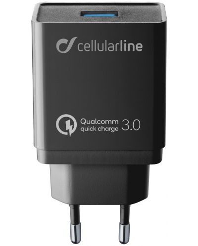 Зарядно устройство Cellularline - USB Charher Kit QC, 18W, черно - 1