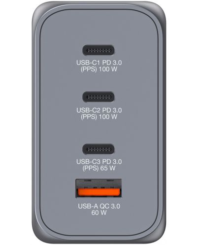 Зарядно устройство Verbatim - GNC-200 GaN 4 Port, USB A/C,  200W, сиво - 2