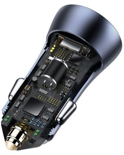 Зарядно за кола Baseus - Golden Contactor Pro, USB-A/C, Lightning, сиво - 6
