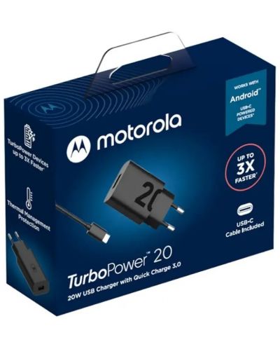 Зарядно устройство Motorola - TurboPower, USB-A, 20W, черно - 4