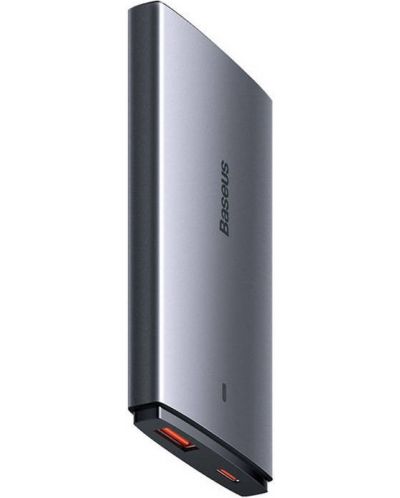Зарядно устройство Baseus - GaN5 Pro Ultra Slim, USB-A/C, 65W, сиво - 1