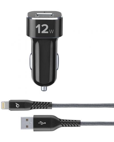 Зарядно за кола Cellularline - Tetra Force, USB-A, 12W, черен - 2