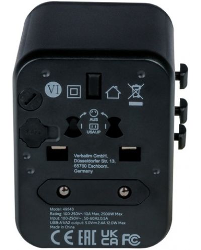 Зарядно устройство Verbatim - UTA-01 Universal Travel Adapter, черно - 8