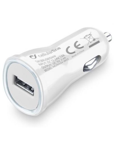 Зарядно за кола Cellularline - TACBRUSB10WW, USB-A, 10W, бяло - 2