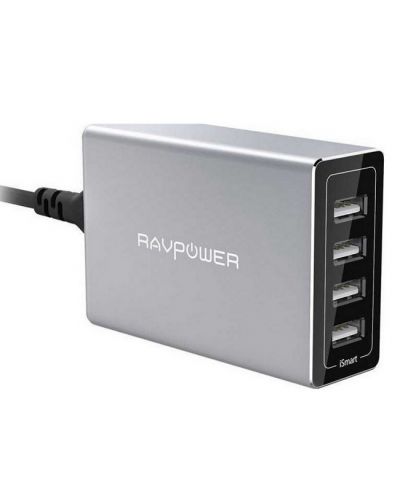 Зарядна станция RavPower - RP-PC030, USB-A, 40W, сива - 1