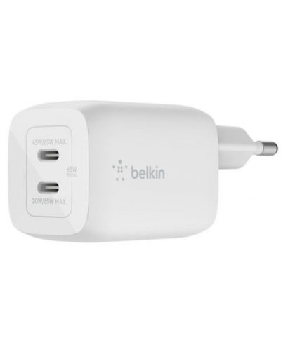 Зарядно устройство Belkin - Dual, Gan PPS, USB-C, 65W, бяло - 1