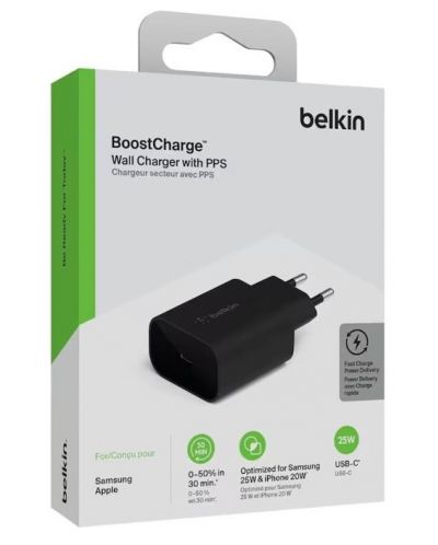 Зарядно устройство Belkin - BoostCharger, USB-C, 25W, черно - 4