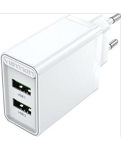 Зарядно устройство Vention - FBAW0, USB-A, 18W, бяло - 1