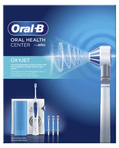 Зъбен душ Oral-B - OxyJet MD20, 5 степени, 600 ml, бял/син | Ozone.bg