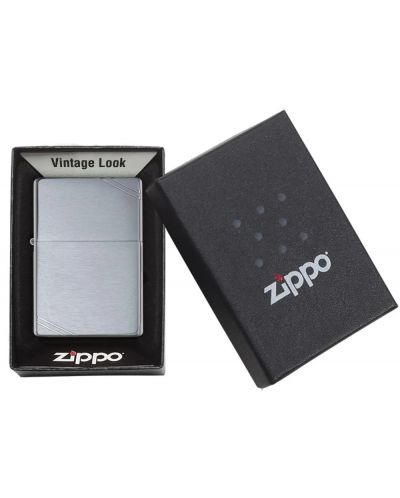 Запалка Zippo - Vintage Brushed Chrome, наклонени черти - 5