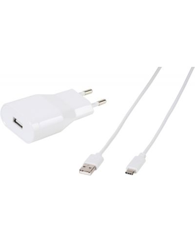 Зарядно устройство Vivanco - 60018, USB-A, кабел Lightning, 12W, бяло - 1