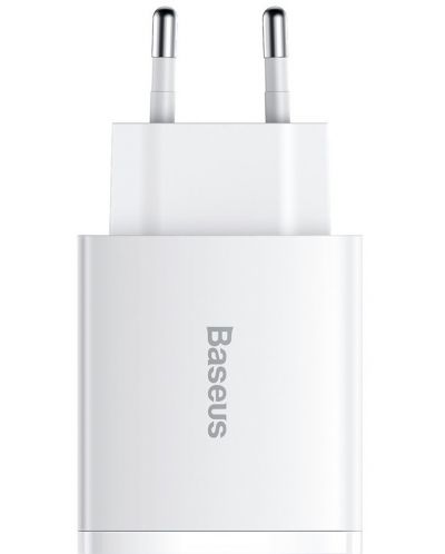 Зарядно устройство Baseus - Compact, USB-A/C, 30W, бяло - 4