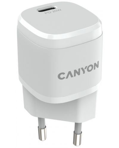 Зарядно устройство Canyon - H-20-05, USB-C, 20W, бяло - 1