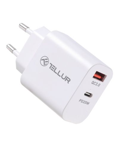 Зарядно устройство Tellur - PDHC101, USB-A/C, 20W, бяло - 3