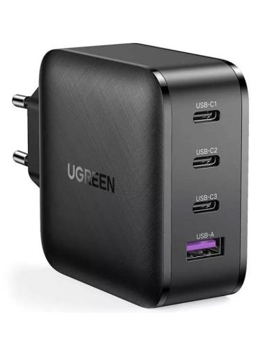 Зарядно устройство Ugreen - GaN Nexode CD224, USB-A/C, 65W, черно - 1