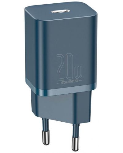 Зарядно устройство Baseus - CCSUP-B03 Super Si, USB-C, 20W, синьо - 1