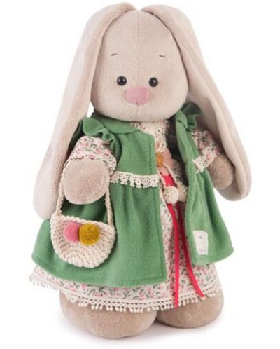Плюшена играчка Budi Basa - Зайка Ми, в зелена рокля, 32 cm - 1