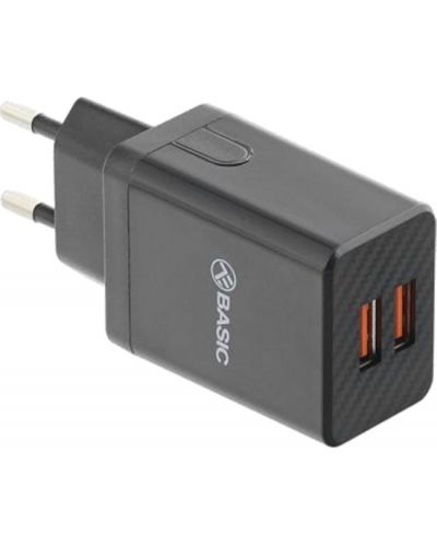 Зарядно устройство Tellur - HC204, USB-А, 12W, черно - 1