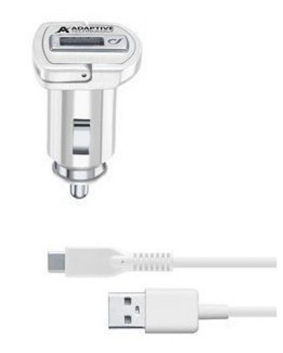 Зарядно за кола Cellularline - 4681, USB-A, кабел USB-C, 15W, бяло - 2