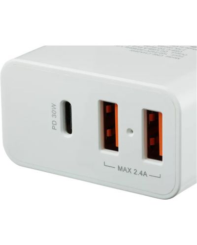 Зарядно устройство Canyon - H-08, USB-A/C, 30W, бяло - 2