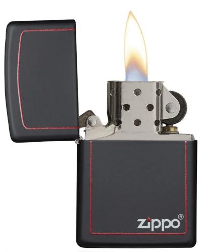 Запалка Zippo Black Matte, черна с червен кант - 3