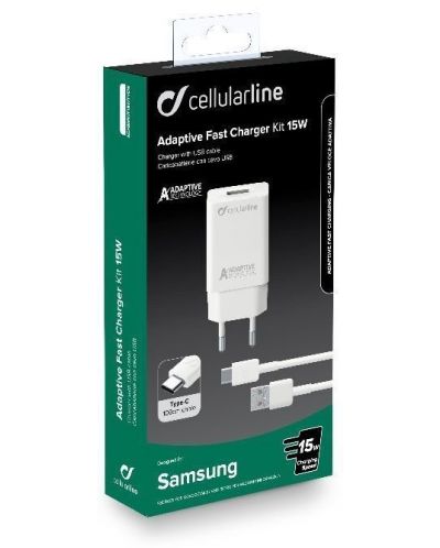 Зарядно устройство Cellularline - 4679, USB-A, 15W, бяло - 4
