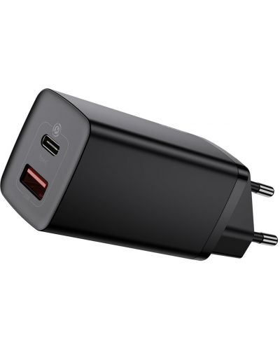 Зарядно устройство Baseus - GaN2 Lite QC, USB-A/C, 65W, черно - 1
