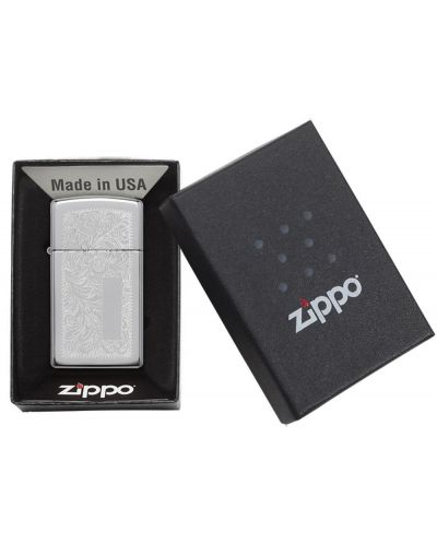 Запалка Zippo Slim Venetian – за персонализиране, полиран хром - 3