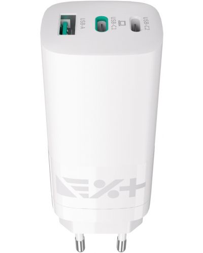 Зарядно устройство Next One - 3-Port GaN, USB-A/C, 65W, бяло - 3