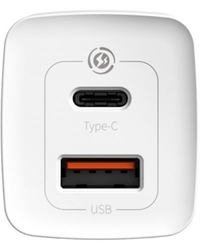 Зарядно устройство Baseus - GaN2 Lite QC, USB-A/C, 65W, бяло - 4