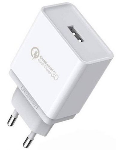 Зарядно устройство Ugreen - QC 3.0, USB-A, 18W, бяло - 1