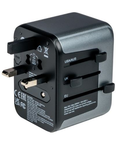 Зарядно устройство Verbatim - UTA-03 Universal Travel Adapter, сиво - 6