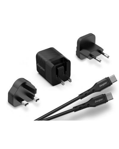 Зарядно устройство Energizer - Multi, USB-C, EU/UK/US, 20W, черно - 1