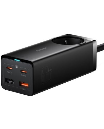 Зарядно устройство Baseus - GaN3 Pro Powerstrip, USB-A/C, 65W, черно - 1