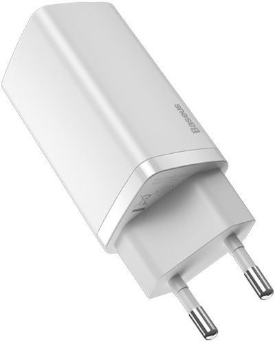Зарядно устройство Baseus - GaN2 Lite QC, USB-A/C, 65W, бяло - 3