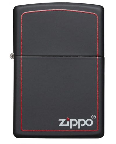 Запалка Zippo Black Matte, черна с червен кант - 2