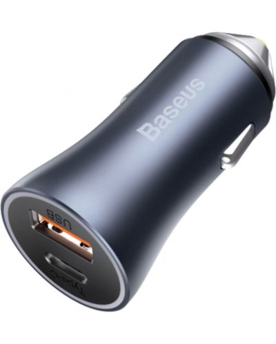 Зарядно за кола Baseus - Golden Contactor Pro, USB-A/C, 40W, тъмносиво - 2
