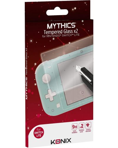 Защитно стъкло Konix - Mythics 9H Tempered Glass Protector, 2 бр. (Nintendo Switch Lite) - 1