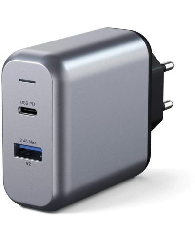 Зарядно устройство Satechi - ST-MCCAM, USB-A/C, 30W, сиво/черно - 3