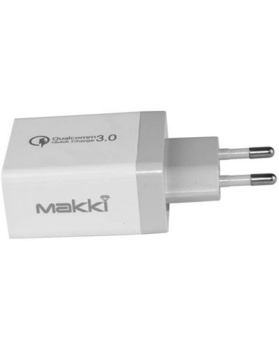 Зарядно устройство Makki - QC48W4 FC, USB-A, 30W, бяло - 2