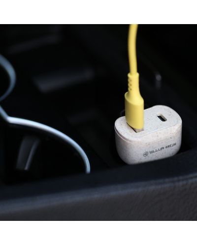 Зарядно за кола Tellur - Green, USB-A/C, 36W, бежово - 5