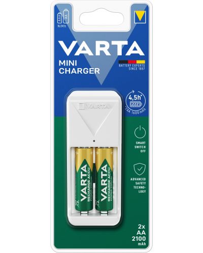 Зарядно за батерии VARTA - Mini Charger, 2x AA/AAA, бяло - 1
