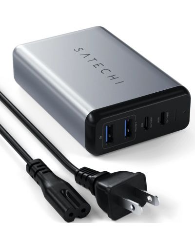 Зарядно устройство Satechi - Dual Travel Charger, USB-A/C, 75W, сиво - 6