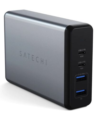 Зарядно устройство Satechi - MultiPort, USB-A/C, 108W, сиво - 1