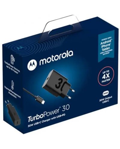 Зарядно устройство Motorola - TurboPower, USB-C, 30W, черно - 5