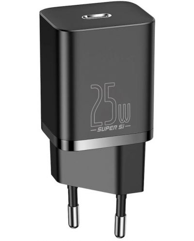 Зарядно устройство Baseus - Super Si QC, USB-C, 25W, черно - 1