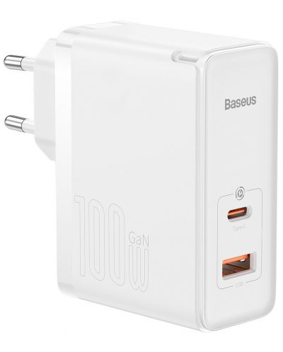 Зарядно устройство Baseus - GaN5 Pro Fast Charger, USB-A/C, 100W, бяло - 2